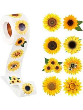 104 1.5” Sunflower Stickers in 8 different designs